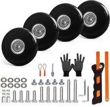 Luggage Wheels Replacement Set 4PC Diameter 2in/50mm Bearings 2 inches, Black