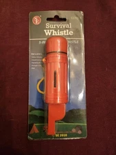 SE 5 in 1 Survival Whistle w/ Lanyard - Whistle, Compass, Mirror, Storage, Flint