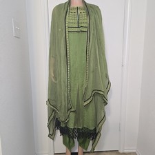 Green Anarkali Salwar Kameez 4 Piece Set Embellished Festival Bollywood Inspired