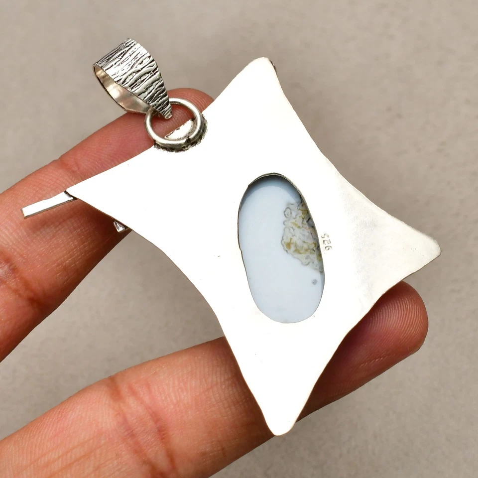 Ciondolo gioiello fatto a mano in argento sterling 925 pietra opale Owyhee 2,20" - Immagine 4 di 4