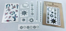 Temporary Body Tattoos Sun Moon Star & Thorned Roses 1999 Incomplete SEE PICS
