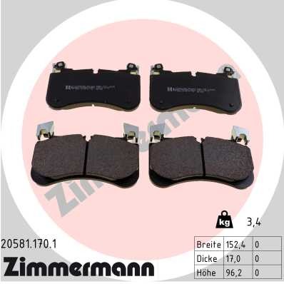 Vorderachse Zimmermann 20581.170.1 Bremsbelagsatz, Scheibenbremse FüR Land Rover-image