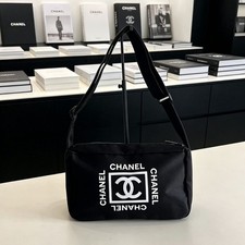 Chanel Vip Beauty Gift Sport Line Shoulder Bag Quilted Nylon Black