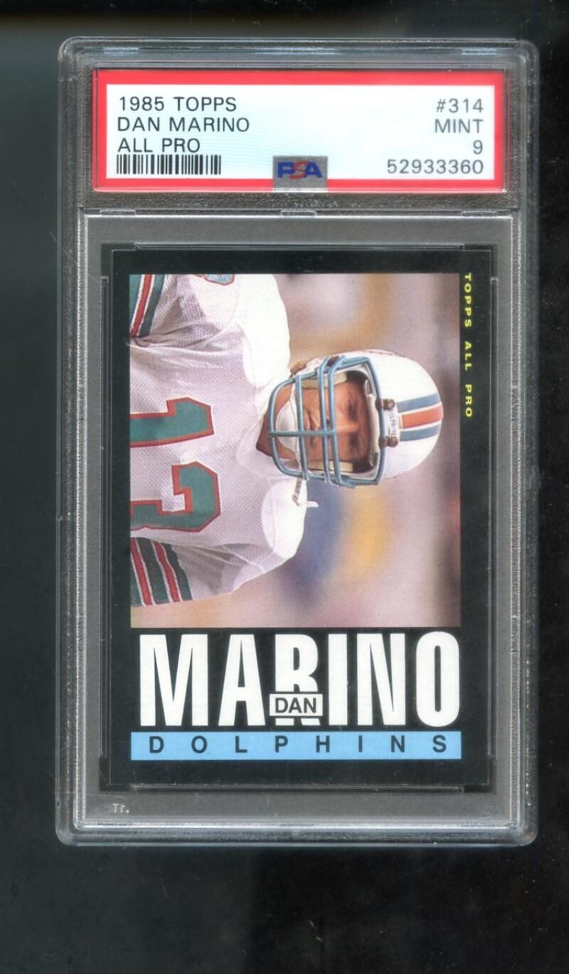 1985 Topps #314 Dan Marino PSA 9 Graded Football Card NFL MINT Miami Dolphins view 1