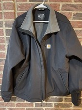 Carhartt Rain Defender Zip Jacket Black Gray Stand-Up Collar Men's 2XL Relaxed
