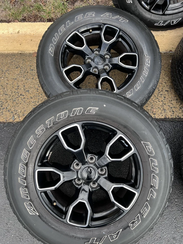 2018 Jeep Wrangler JK OEM Black Factory Polished 18" 9198 Rims with Tires Set - Image 2 of 4