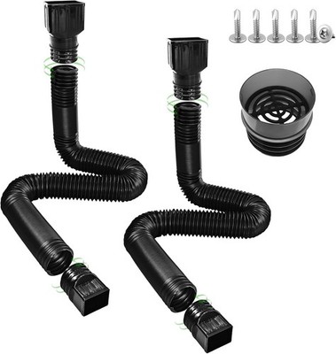 2 pack Gutter Downspout Extension with filter. Extends from 31.5'' to 138''. Black