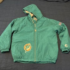 Men  s Miami Dolphins Starter Pro Line NFL Winter Coat Sz M Very Good Condition