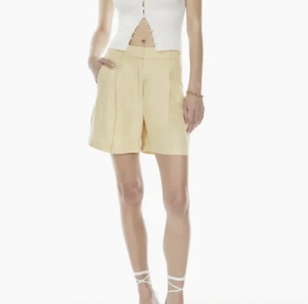 ARITZIA WILFRED YELLOW THE EFFORTLESS LINEN 5" SHORTS Size 6