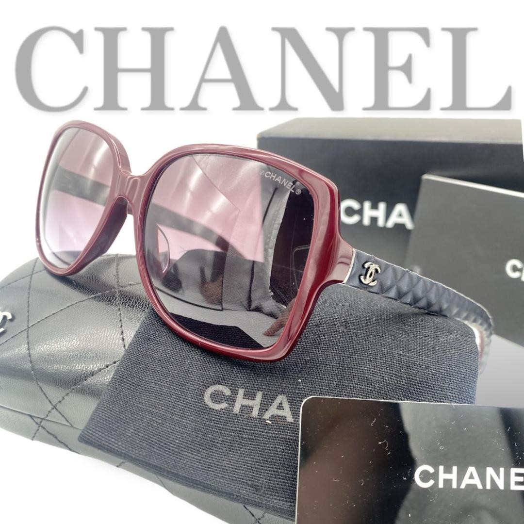 Authentic CHANEL Sunglasses with Accessories and Guarantee Bordeaux