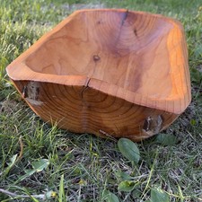 Large Hand-Turned Live Edge Wooden Bowl Primitive Rustic Farmhouse Decor
