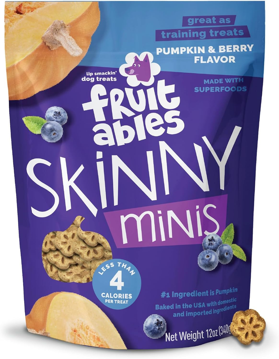 Skinny Mini Dog Treats, Healthy Pumpkin Treat for Dogs, Low 