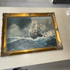 19th Century Large gold Gilded  Wooden Frame 80cm x 60cm print mid century retro