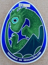 3D Dragon Egg Geocoin - Satin Silver - Activated  Adoptable - TBAA90G