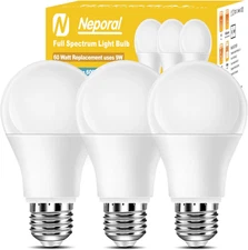 Full Spectrum Light Bulb, 6000K Natural Sunlight Bulbs, 9W 60W Equivalent LED Li