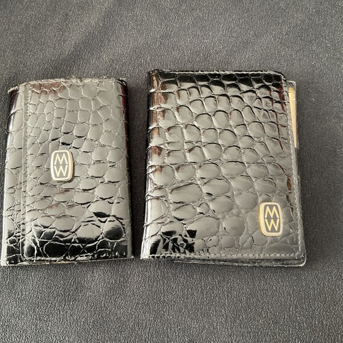 Vintage MAPPIN & WEBB schwarze Krokodilleder Karten Geldbörse mit Adressbuch & Schlüssel - Bild 1 von 7