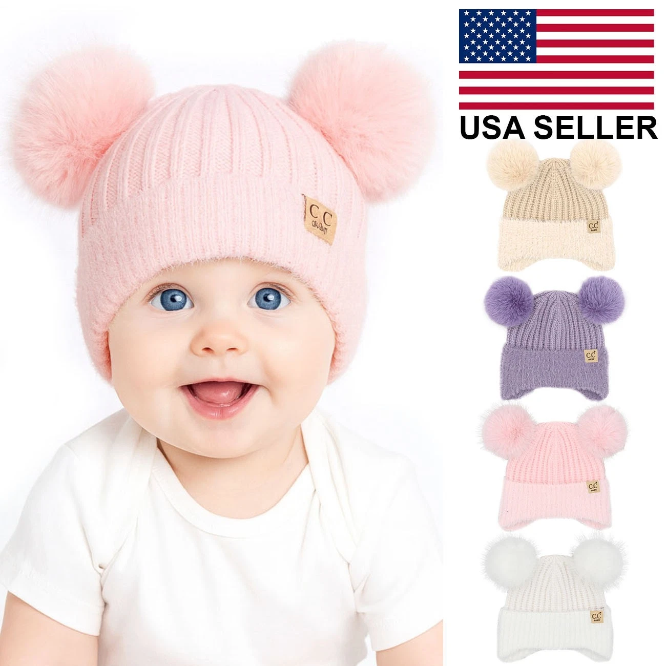 C.C Baby Infant Girl Boy Winter Soft Fur Earflap Pom Pom Knit Beanie Hat
Opens in a new window or ta