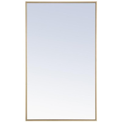 Pemberly Row 40'' x 24'' Rectangle Metal Frame Mirror in Brass