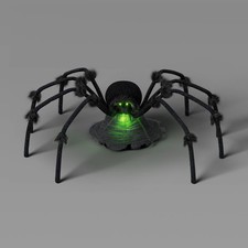30" Animated Jumping Spider Halloween Decor Green Light Sound Motion Activated