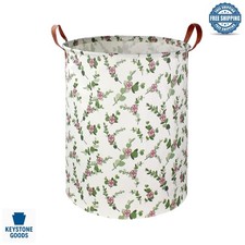 Large Eucalyptus Linen Laundry Hamper with Handles Waterproof Lining