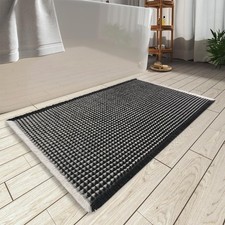 AMOAMI Waffle Bath Mat 17x24, Super Absorbent Non-Slip Bathroom Rug Black