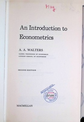 An Introduction to Econometrics Walters, A. A.: