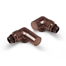 Round Brushed Bronze Corner Radiator Valves Pair Modern Heating Valve Set