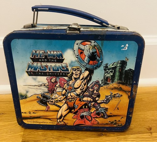 HE-MAN AND THE MASTERS OF THE UNIVERSE METAL LUNCH BOX 1984 ALADDIN NO THERMOS 