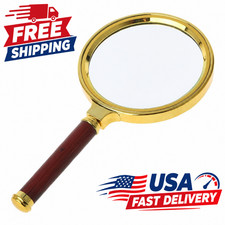 60mm 70mm 80mm Portable Handheld 10X Magnifying Glass Retro Handle Magnifier Eye