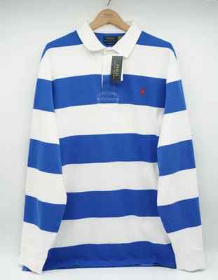 Polo Ralph Lauren Rugby Shirt T-shirt Iconic 2XL XXL White blue Striped 3250G - Image 1 of 4