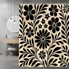 Black Floral Shower Curtain - Elegant Fabric for Bathroom Decor