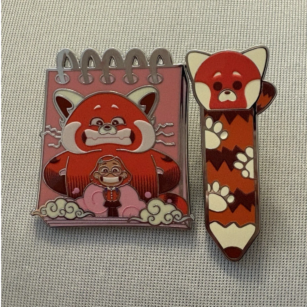BoxLunch Exclusive Disney Turning Red Pencil & Notepad Enamel Pin Set