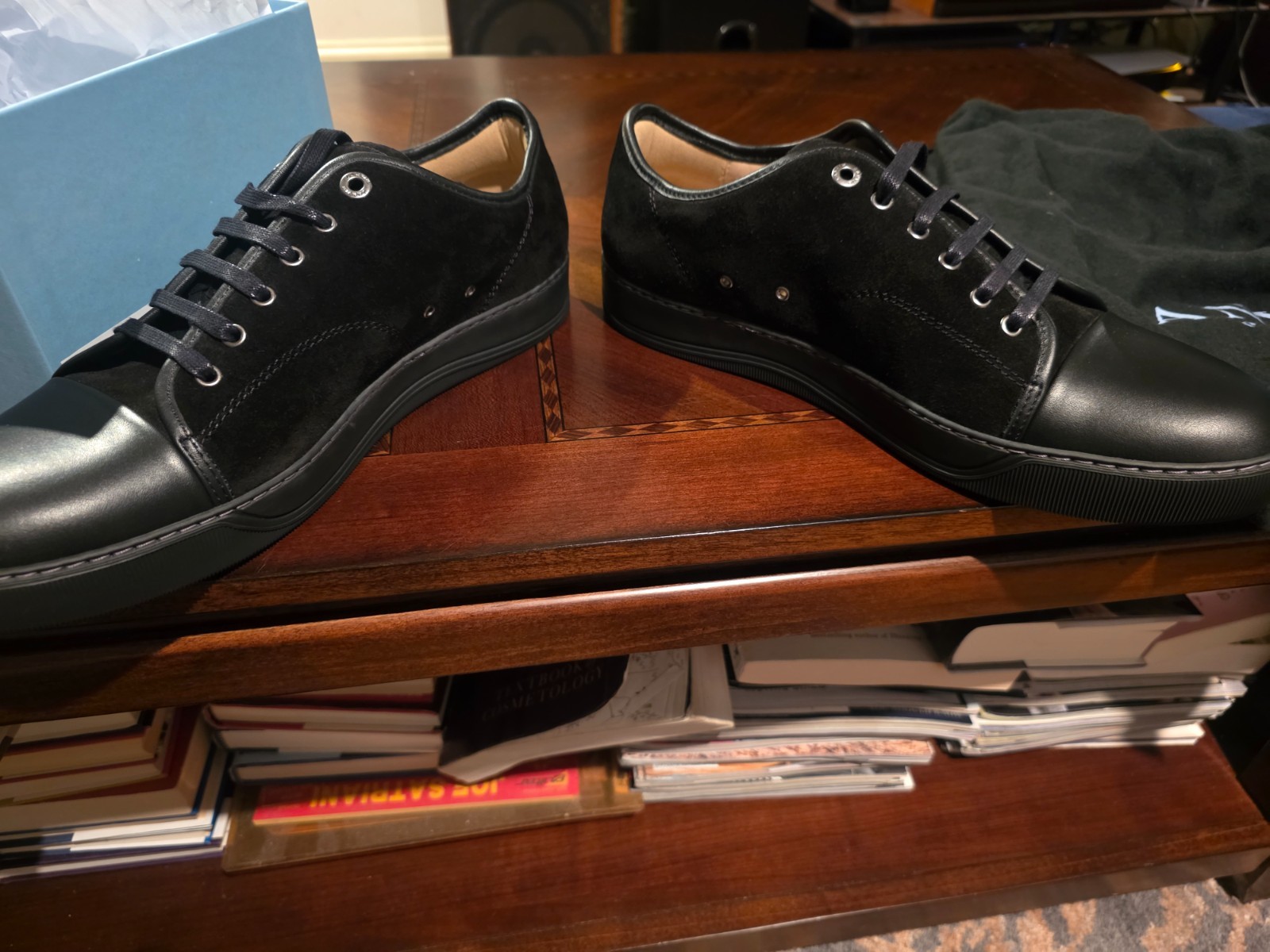 Lanvin DBB1 UK 11 Black Suede/Nappa Cap Toe | Minimal Imperfections image 5