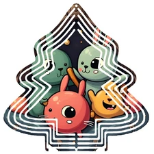 Whimsical Metal Hanging Tree-Shaped Wind Spinner - Adorable Cartoon Animals 