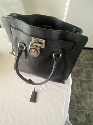 Michael Kors Hamilton Groß Tragetasche,Schwarz Safianoleder