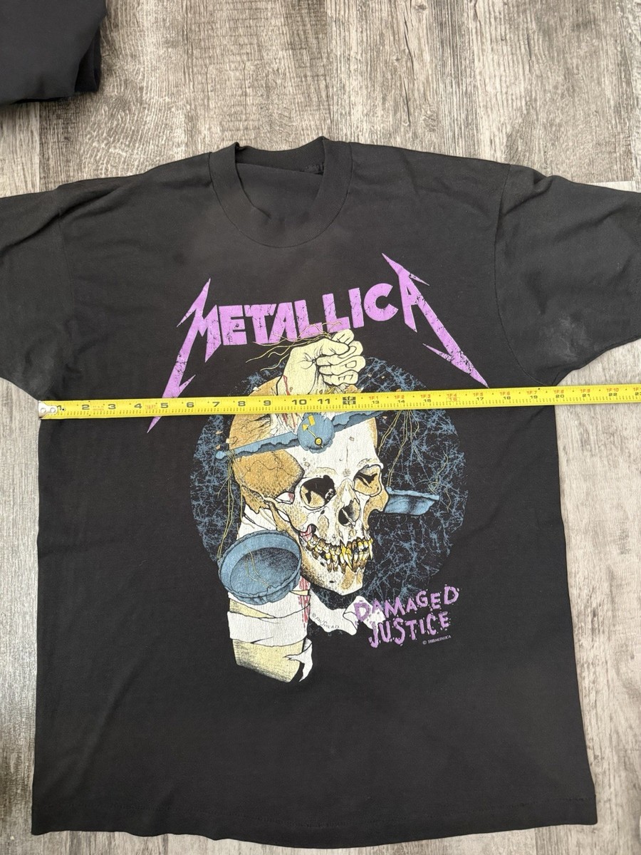 Vintage 1988 Metallica Damaged Justice Tour T Shirt Pushead Double