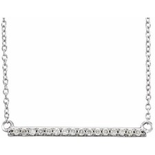 Diamond Bar 18" Necklace In 14K White Gold 1/6 ctw