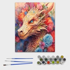 Frameless Paint by Numbers Kit for Adults Vertical Floral dragon