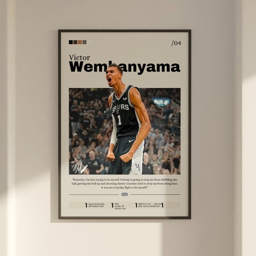 Victor Wembanyama poster, San Antonio Spurs art, Basket print, Wemby Spurs art - Picture 1 of 10