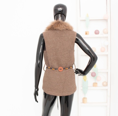 ALPACA SOCIETY Cárdigan Baby Alpaca Cuello de Piel Real Suéter Abierto Sin... - Imagen 8 de 13