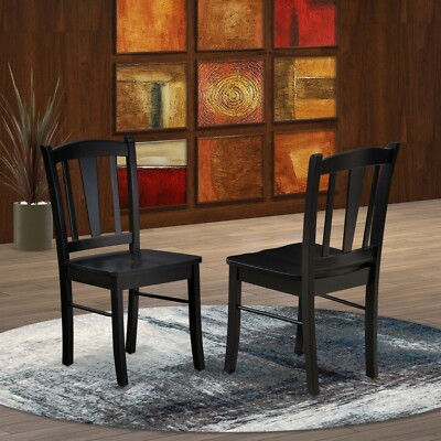 Set of 2 East West Furniture Dublin kitchen dining chairs black finish DLC-BLK-W