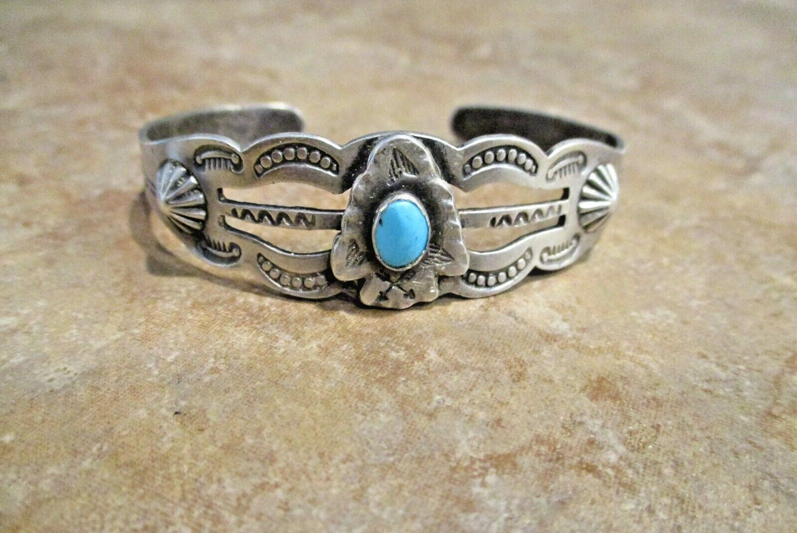 FINE OLD 1940's / 50's Navajo Sterling Turquoise … - image 7