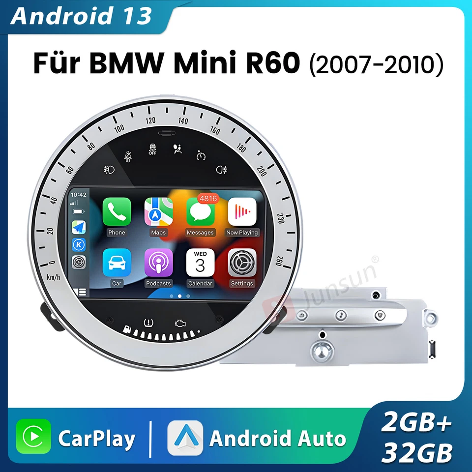 2+32G 7” Android 13 Autoradio Für BMW MINI R52 R56 R60 GPS NAVI Carplay WIFI 4G - Bild 3 von 4