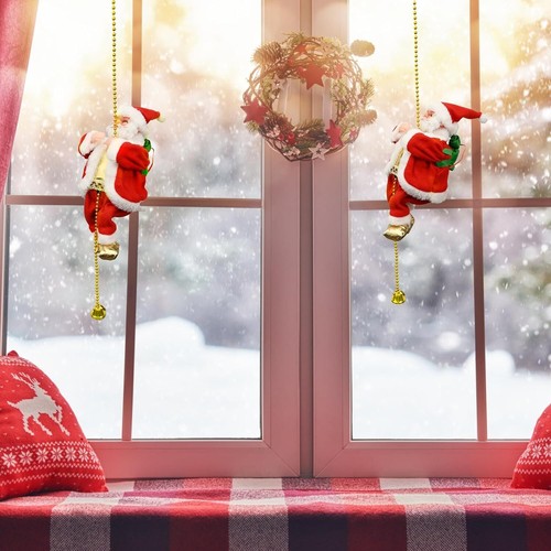Climbing Rope Santa Claus Christmas Electric Santa Claus Decoration Xmas Decor - Picture 7 of 12