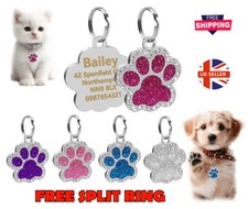 Engraved Dog Tag Personalised ID Paw Tags Name Pet Cat Tags Animal Cat Collar