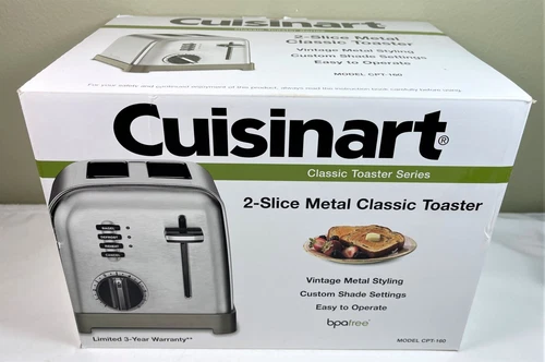 CUISINART 2 Slice TOASTER Wide Slot CPT-160 Silver Stainless Steel
