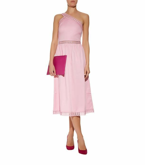 TED BAKER Kallii pink one shoulder embroidered lace full skirt