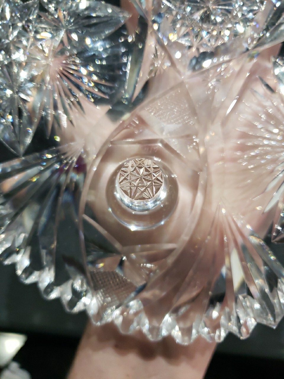 10" Footed Plate. American brilliant period cut glass crystal Signed Fry Fashion