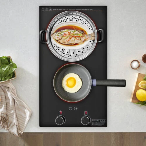 2 Burners Ceramic Cooktop Electric Hob Cook Top Stove 110V Induction Cooktop