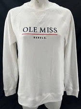 NEW Ole Miss Rebels Gear For Sports White Crew Neck Relaxed Sweatshirt Women's M